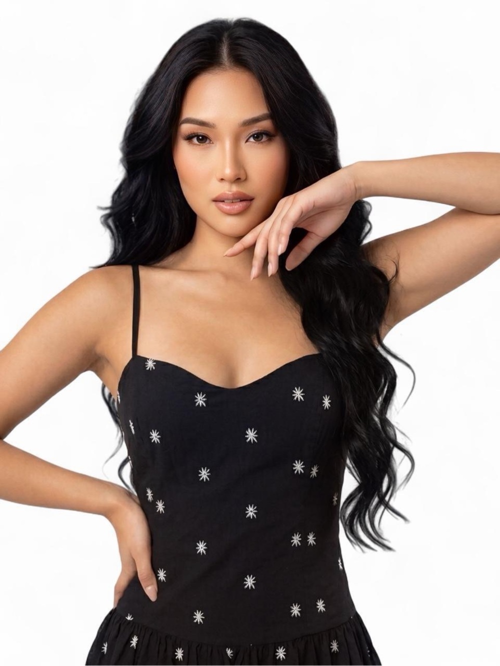 Zara Black Celestial Star Print Mini Dress L